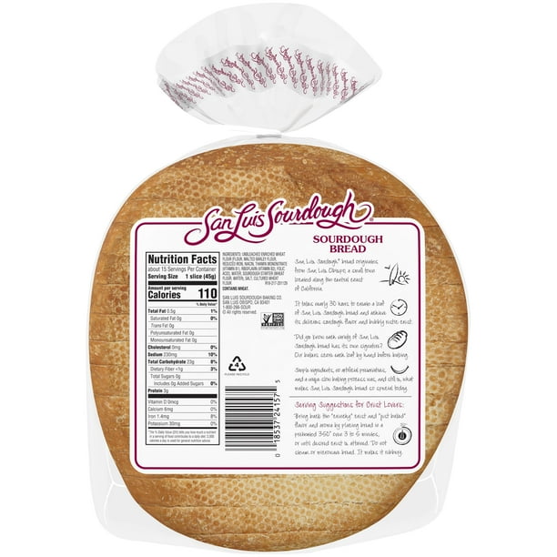 San Luis Plain Sourdough Bread, 24 oz - Sourdough Loaf in Bag